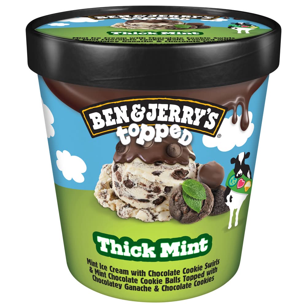 Ben & Jerry's Topped Ice Cream, Thick Mint (15.2 fl oz)