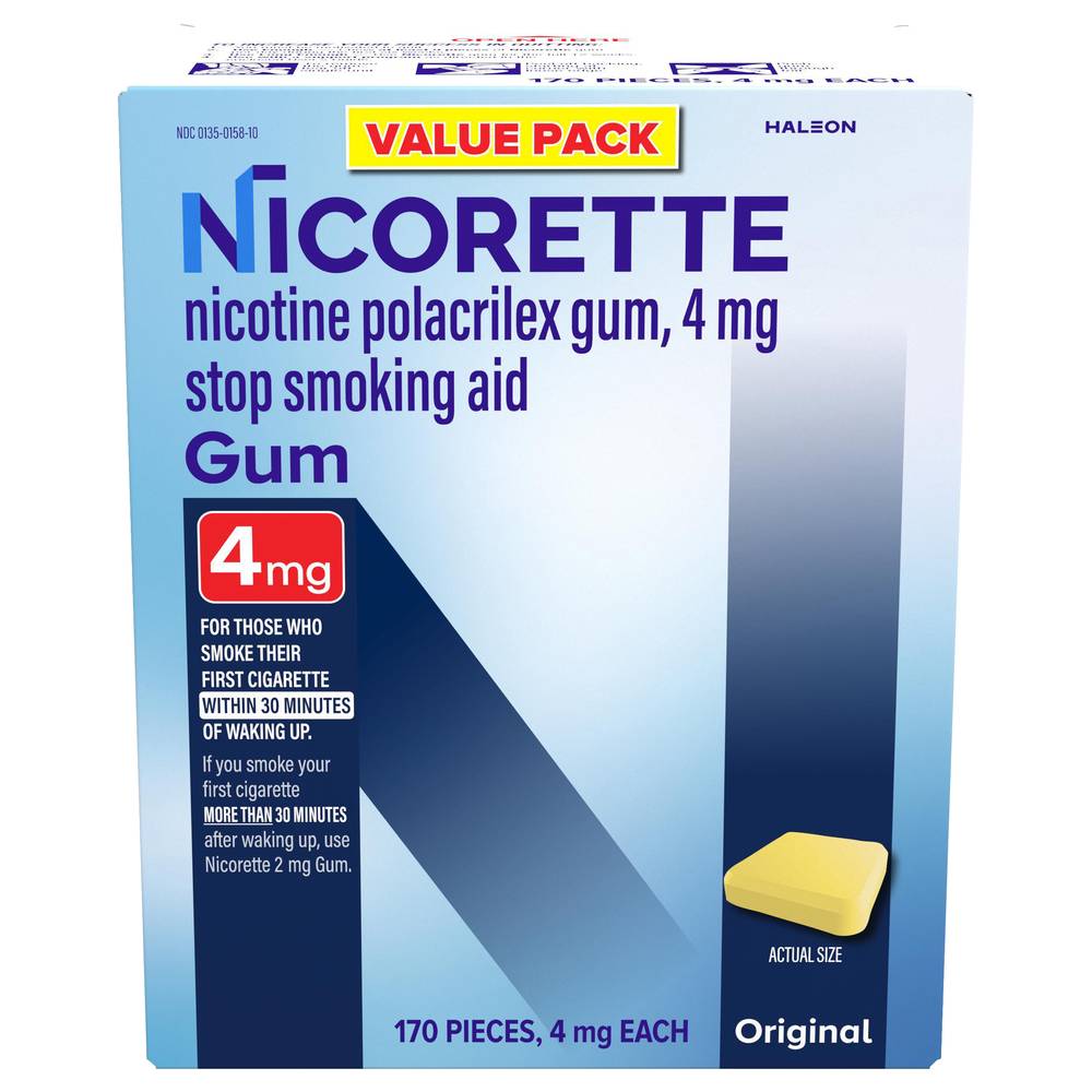 Nicorette Nicotine Gum To Stop Smoking Original Flavor (200 g)