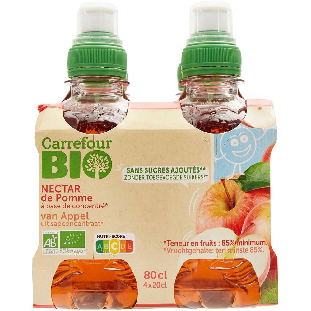 Carrefour Bio - Jus pomme sucres ajoutés (4 pièces, 200 ml)