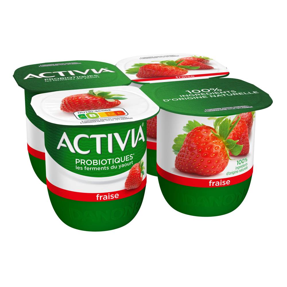 Activia - Yaourt fraise bifidus (4 pièces)