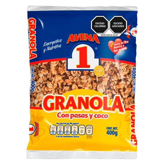 N1 granola con pasas y coco (400 g)