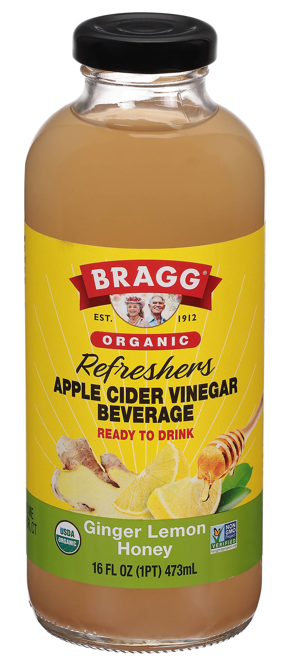 Bragg Refreshers Prebiotic Organic Ginger Lemon Honey Apple Cider Vinegar (16 fl oz)