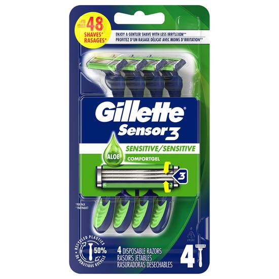 Gillette Sensor 3 Sensitive Disposable Razors (4 ct)