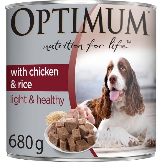 Optimum Light & Healthy With Chicken & Rice Wet Dog Food Can 680g