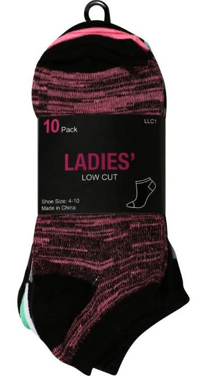 Low Cut Socks, Women, 4-10, Assorted (10 ct)