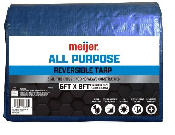 Meijer All Purpose Reversible Tarp Blue/Green, 6 x 8 ft