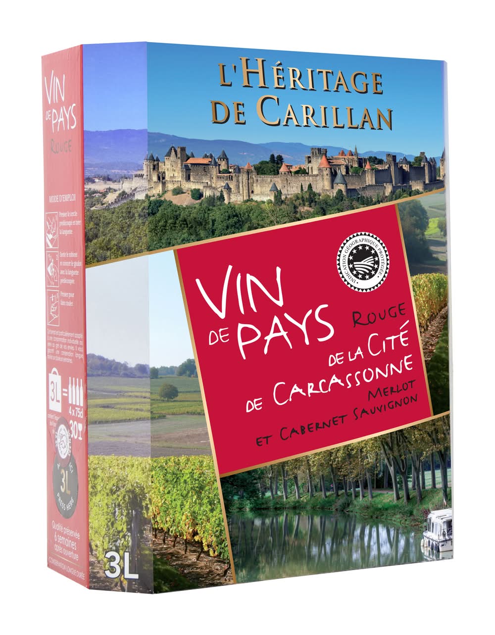 L'Héritage de Carillan - Vin rouge de pays de la cité de carcassonne merlot igp (4 x 750ml)