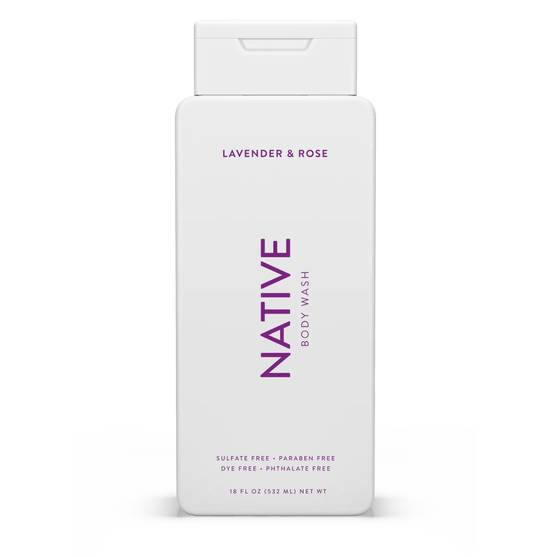Native Body Wash Lavender & Rose - 18 oz
