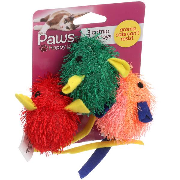 Paws Prem Plush Mice w/Catnip Cat Toy