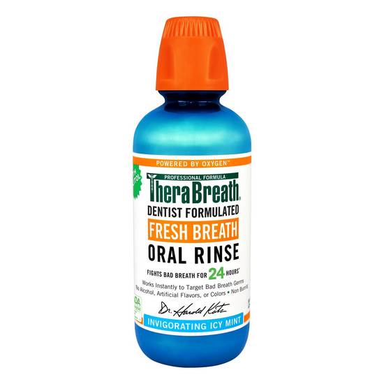 TheraBreath 24-Hour Fresh Breath Oral Rinse, Invigorating Icy Mint, 16 fl OZ