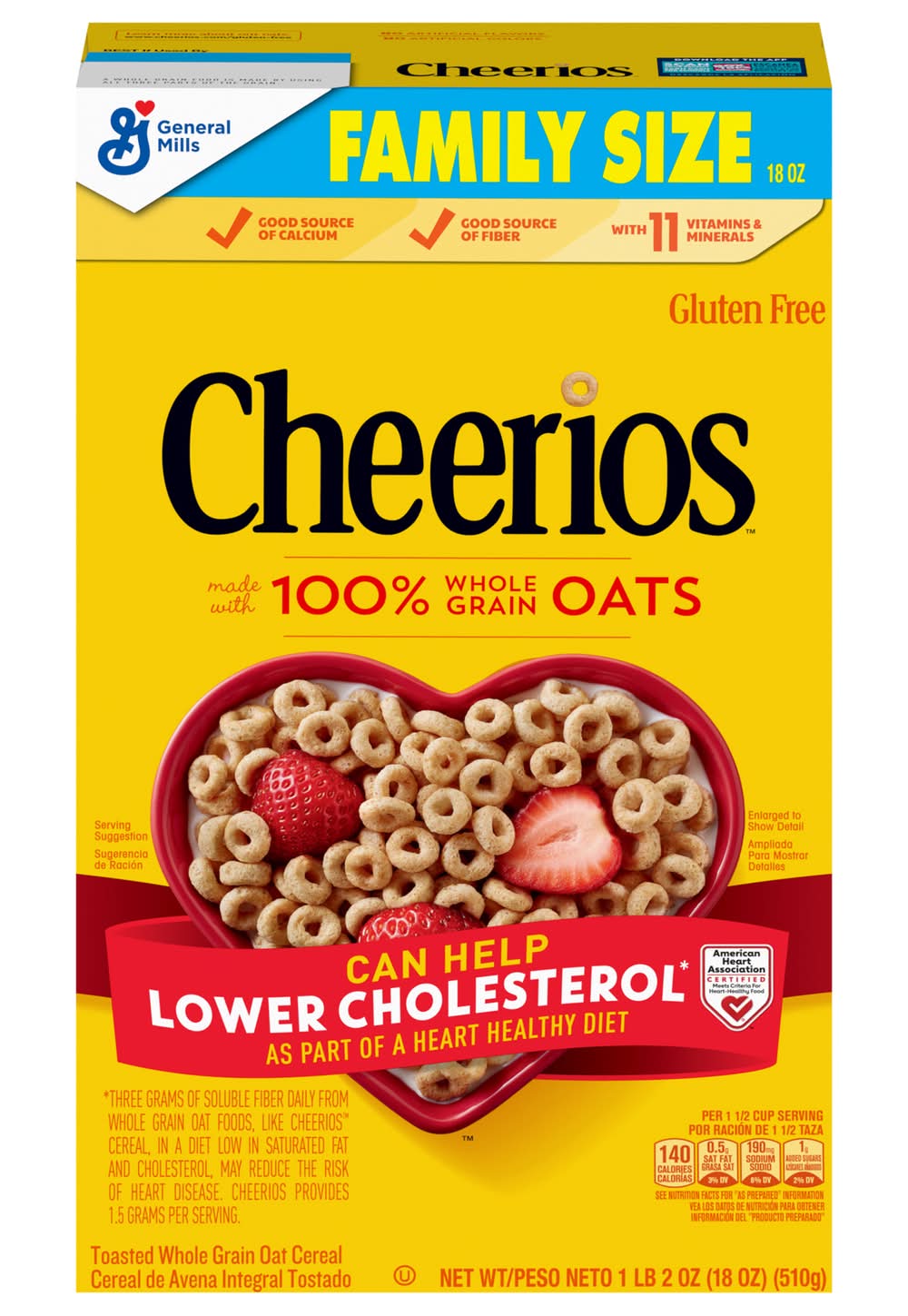 Cheerios Toasted Whole Grain Oats Cereal Family Size (18 oz)