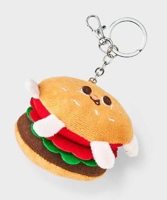 Girls' Burger Bag Charm - art class™: Food Pattern Keychain, Hamburger Design, Lobster Claw Clasp, Ages 3+