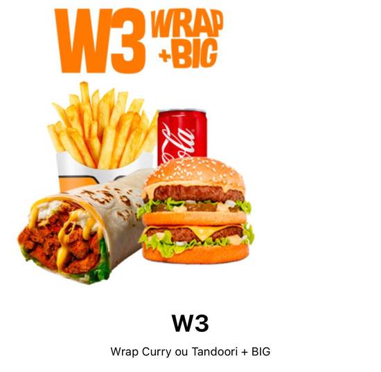 W3 - Wrap (curry ou tandoori) + Big