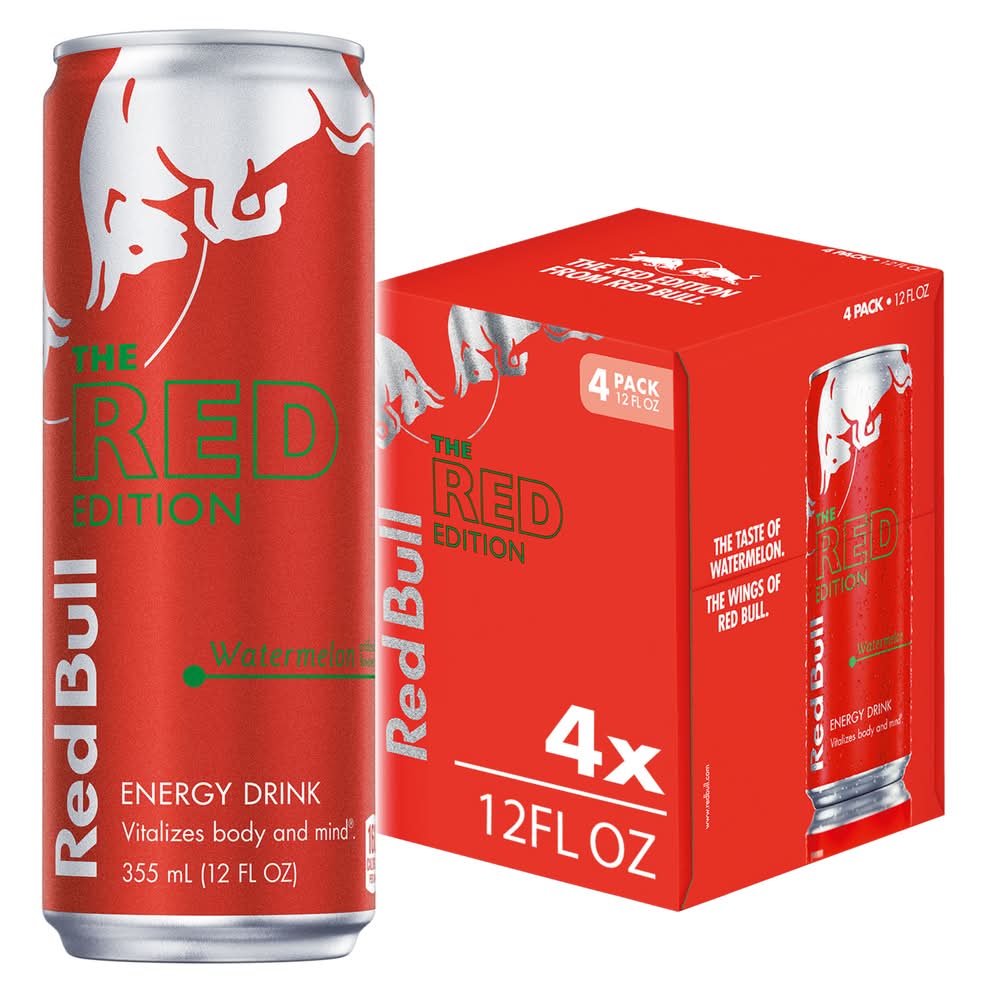 Red Bull The Red Edition Energy Drinks, Watermelon (4 x 12 fl oz)