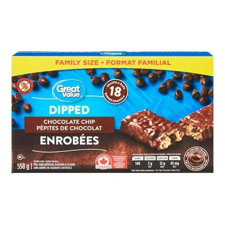 Great Value Chocolate Chip Dipped Granola Bars (18 bars)