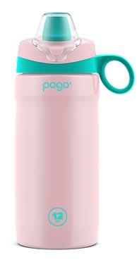 Pogo Stainless Steel Water Bottle, 12 oz., Mint/Pink (410-0694-014-6)