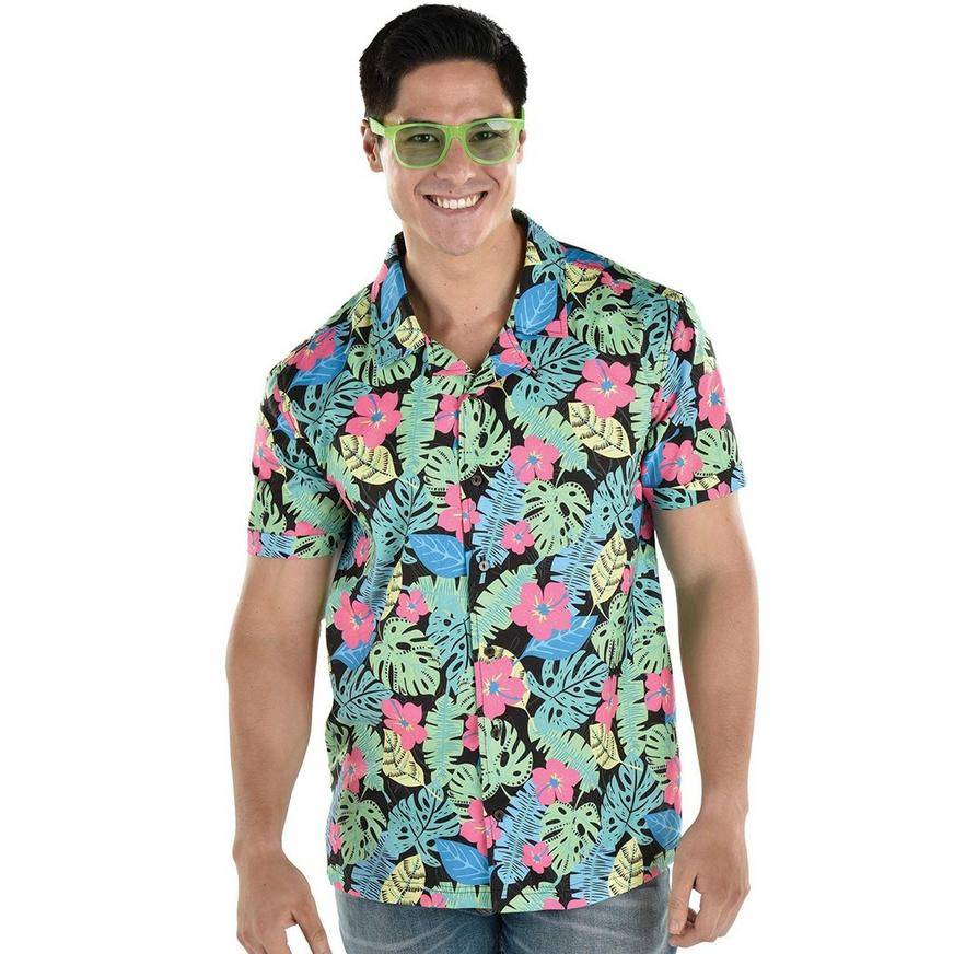 Party City Adult Glow-In-The-Dark Summer Hawaiian Shirt (multi)