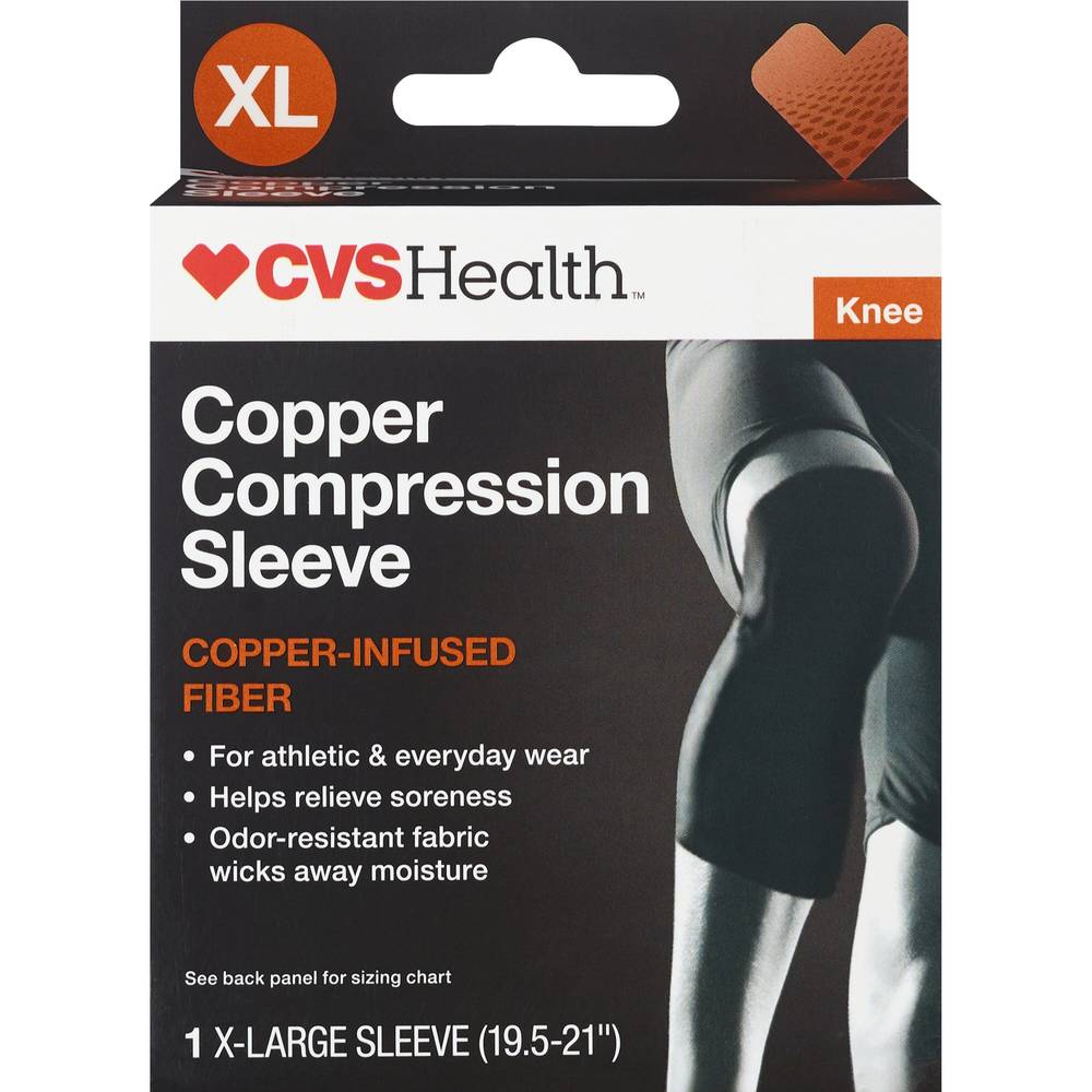 Cvs Health Knee Copper Compression Sleeve, X-Large