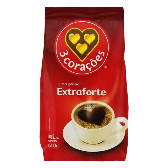 3 Corações café torrado e moído extra forte (500 g)