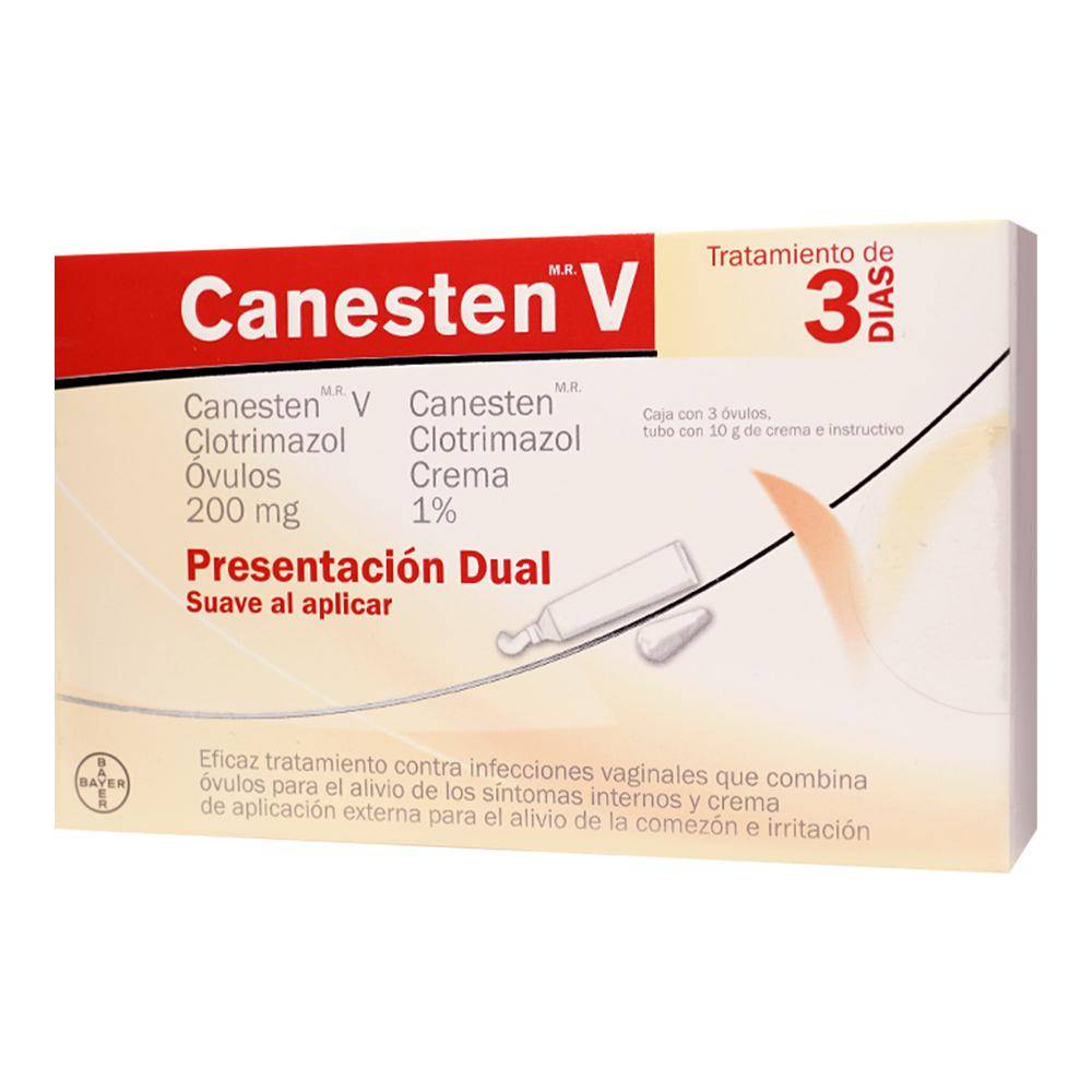 Bayer canestenv clotrimazol óvulo y crema 200 mg/ 1% (3+1 piezas)