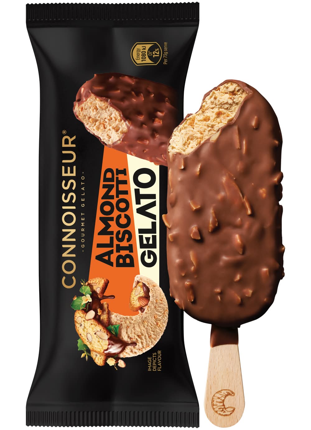 Connoisseur Gourmet Gelato Dessert Bars, Almond Biscotti (90mL)