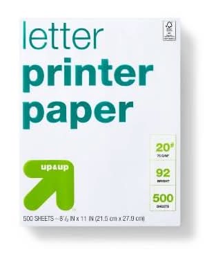 up&up Letter Printer Paper, 8.5x11 in, White (500 ct)