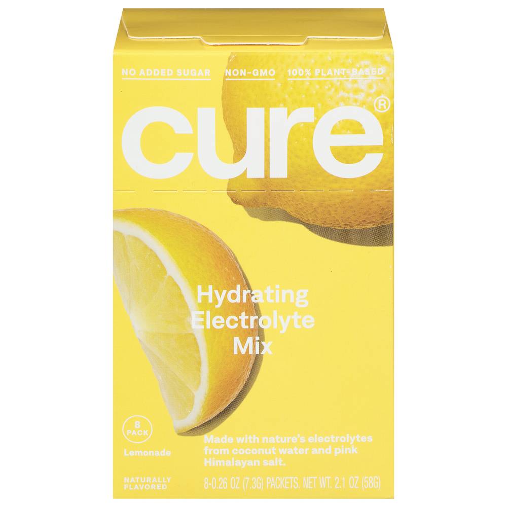 Cure Hydrating Lemon Electrolyte Mix (8 pack, 0.28 oz)