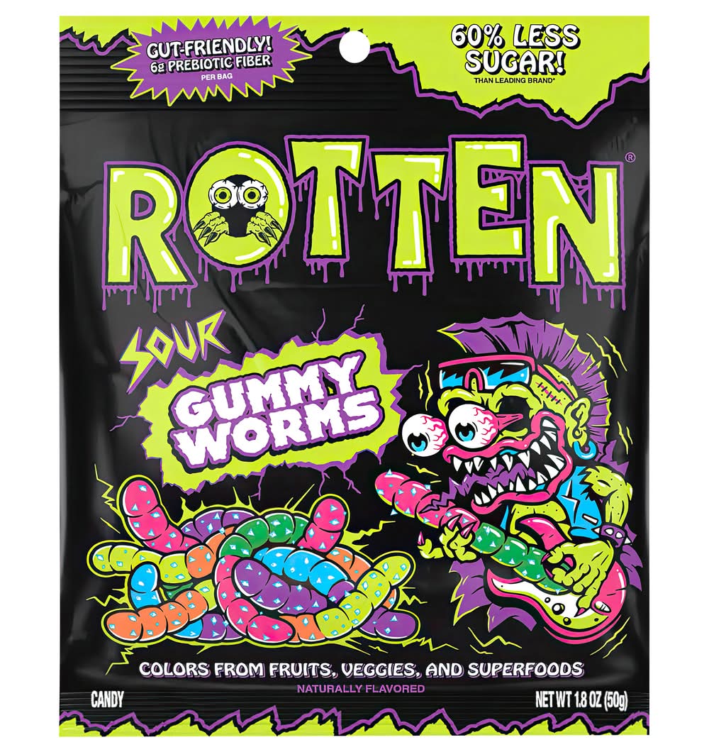 Rotten Sour Gummy Worms, Assorted (1.8 oz)