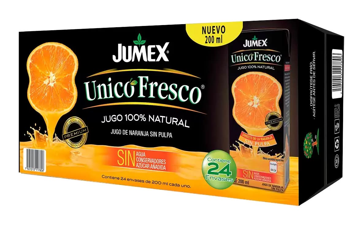 Jumex · Jugo de naranja sin pulpa, naranja (24 x 200 ml)