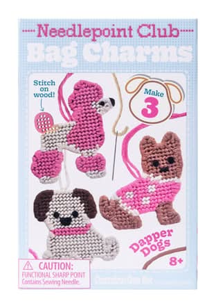 Needlepoint Club Bag Charms Set Dapper Dogs
