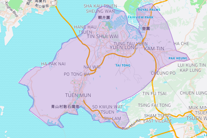 Yuen Long Tuen Mun Map