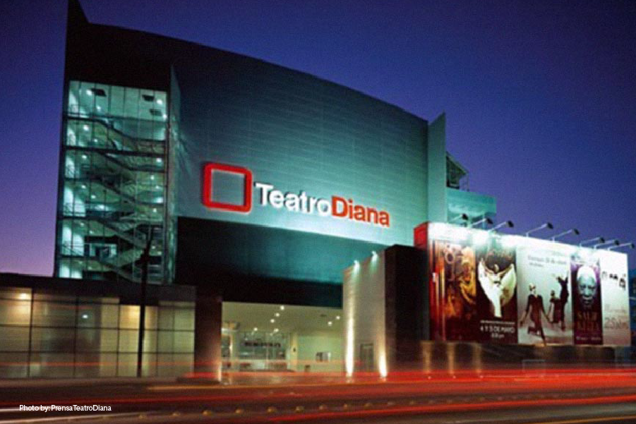 Vista desde la calle del Teatro Diana en Guadalajara