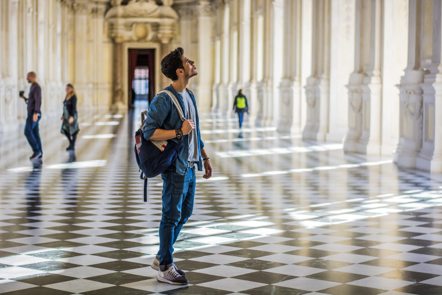 Un hombre en un museo de arte