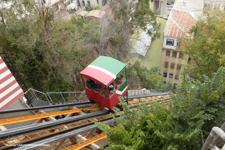 Funicular subiendo los cerros, una de las mayores atracciones de Valparaíso  