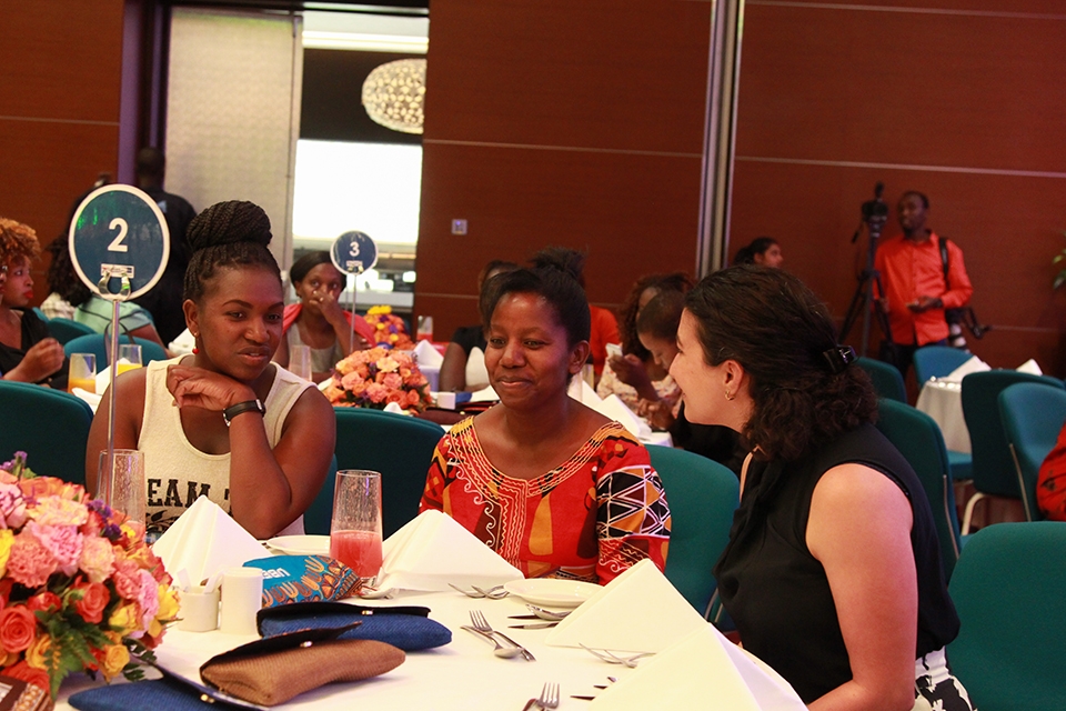 Uber Public Policy Africa Cezanne Maheralli (right) listening to women driver-partners sharing their experiences using the platform