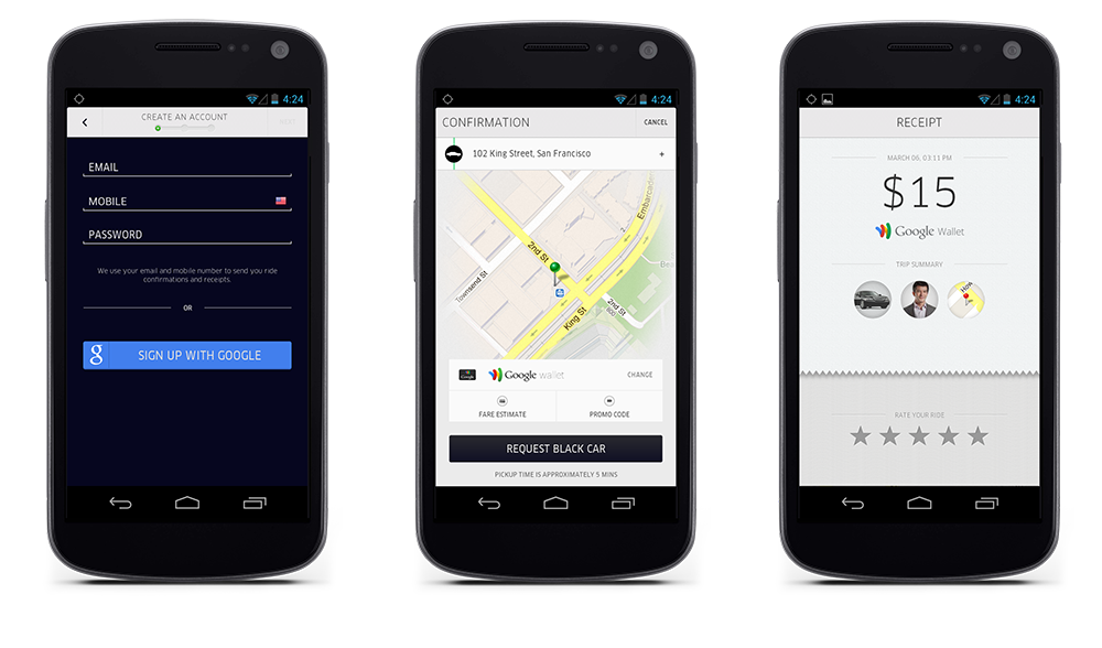 Simply sign up with your Google account and request a ride.