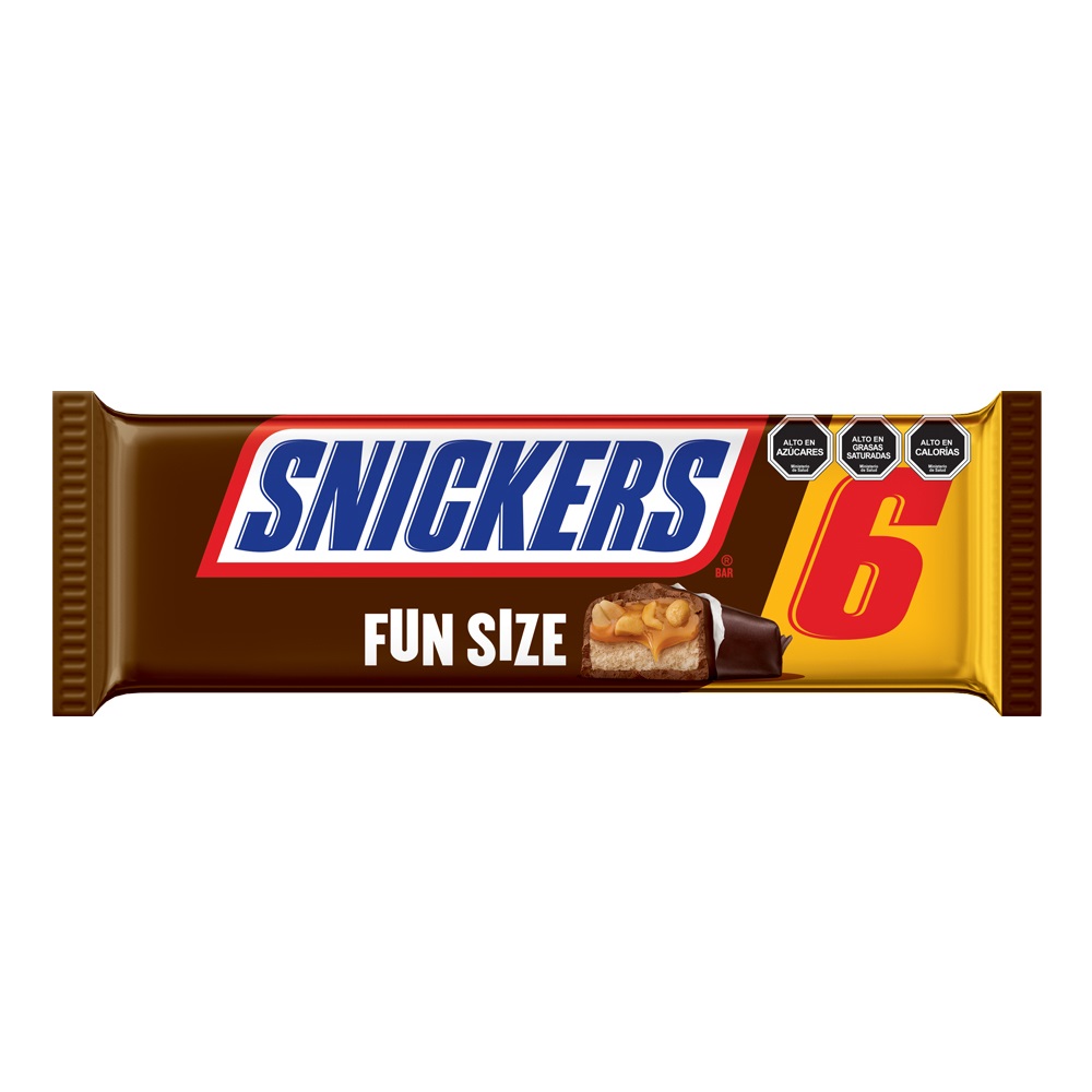 Snickers barra chocolate rellena con caramelo y maní (bolsa 6 u)