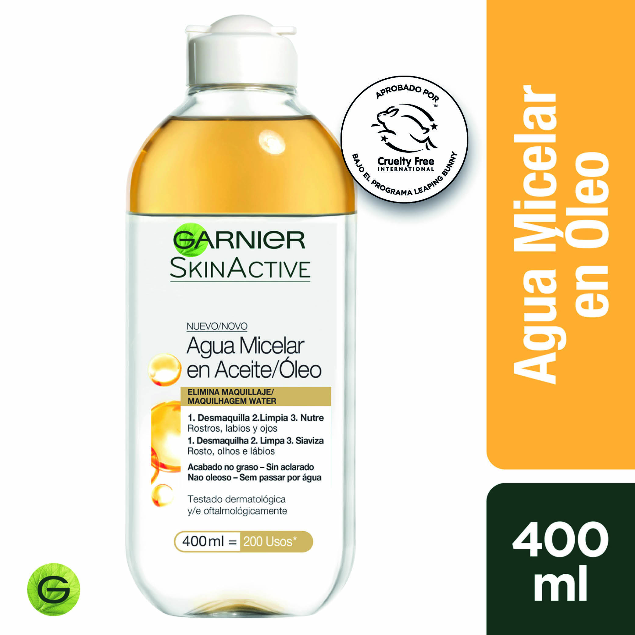 Agua Micelar con Aceite-Óleo Skin Active 400 ml