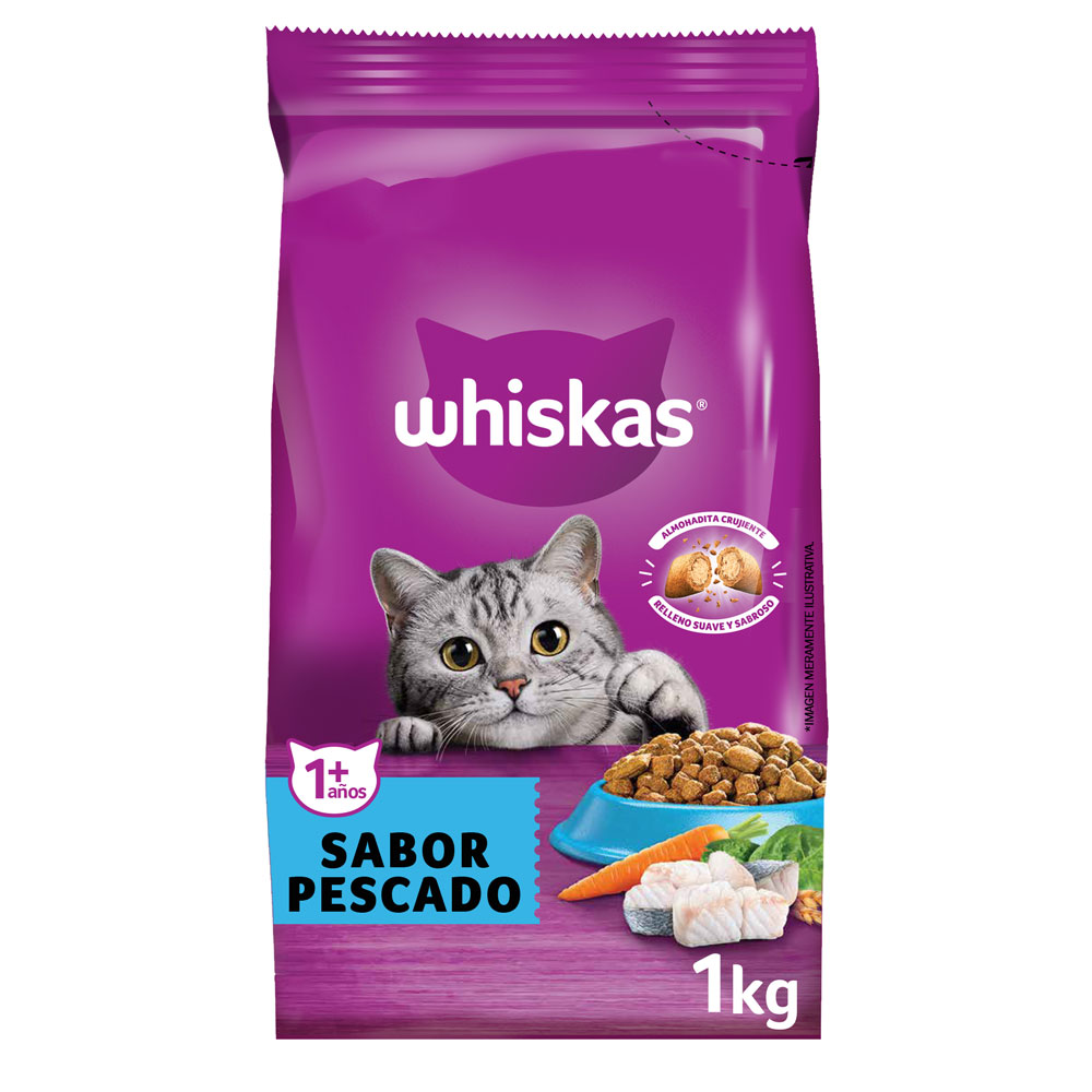 Whiskas alimento seco adulto sabor pescado (bolsa 1 kg)