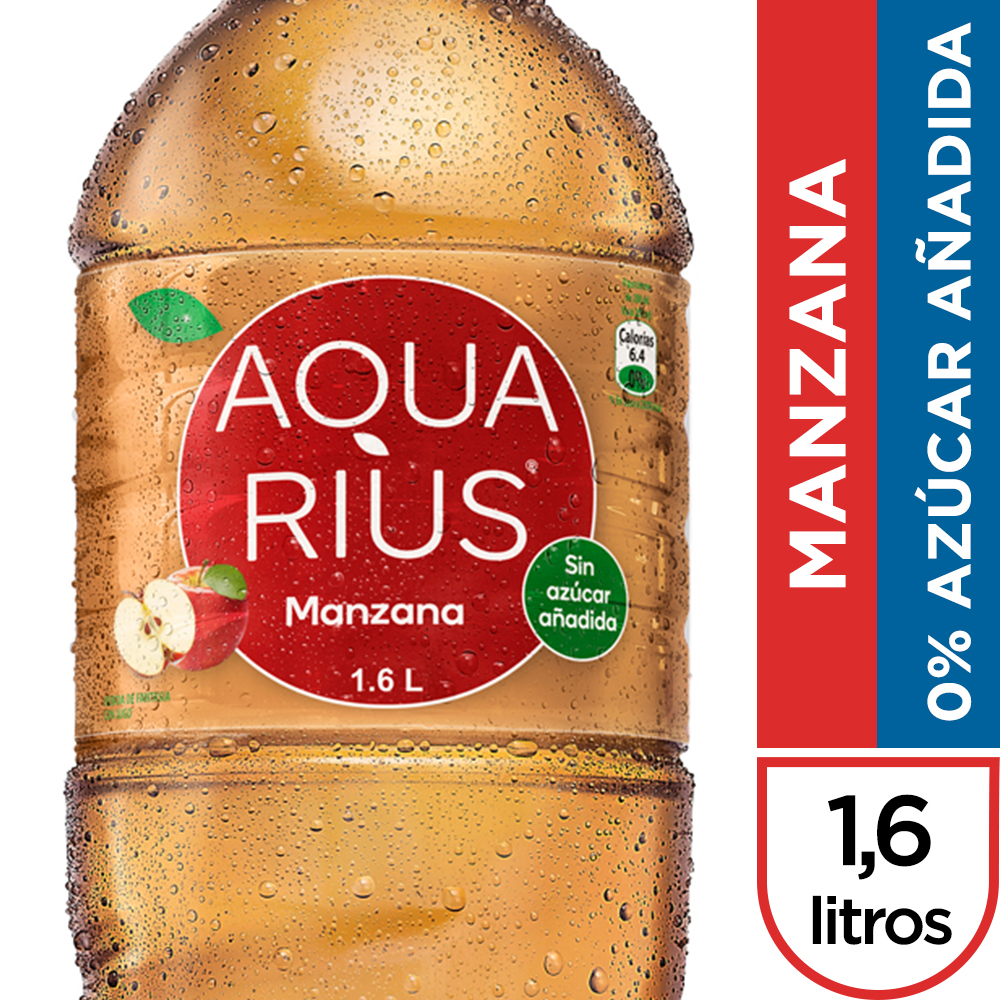 Aquarius agua sin azúcar añadida sabor manzana (botella 1.6 l)