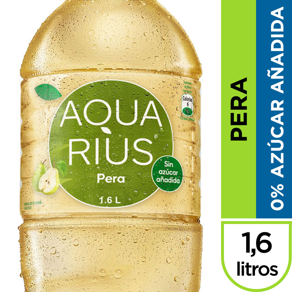 Aquarius agua sabor pera sin azúcar añadida (botella 1.6 l)