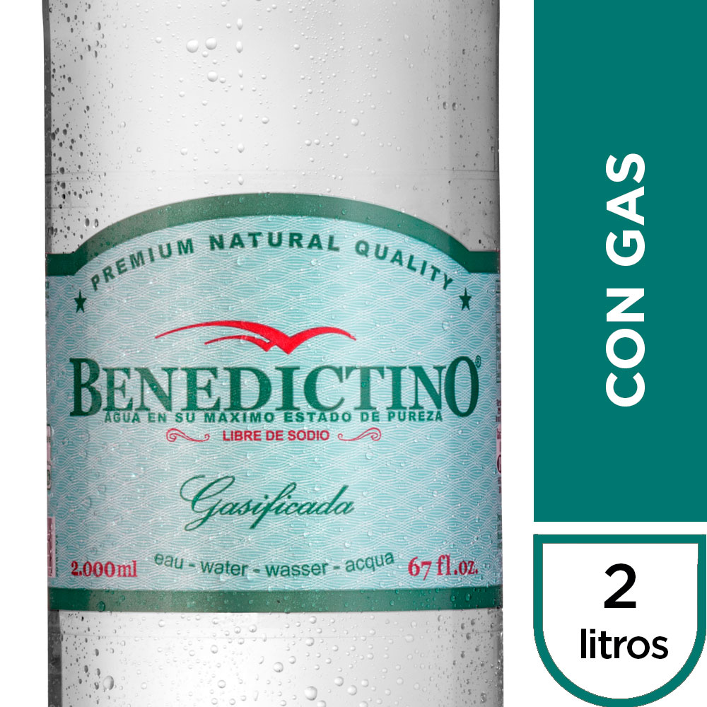 Benedictino agua purificada con gas (botella 2 l)