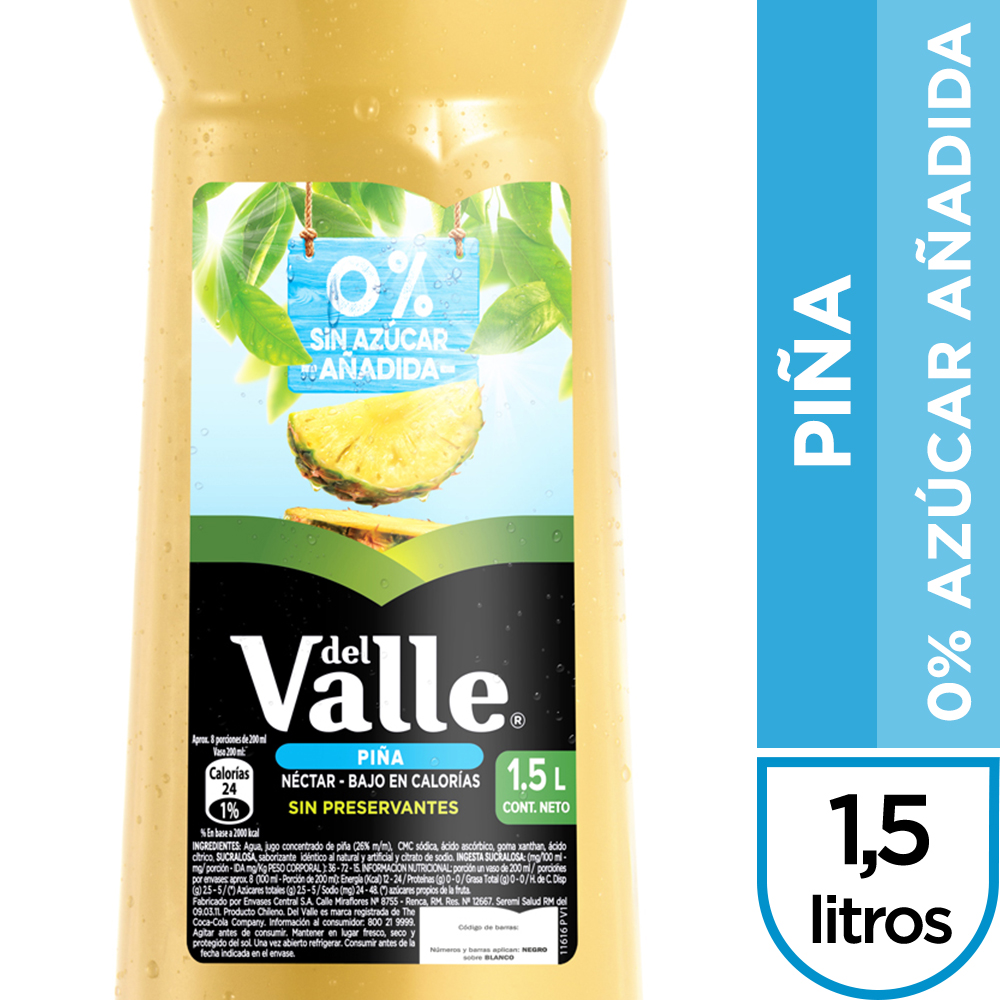 Del valle néctar piña 0% azúcar añadida (botella 1.5 l)