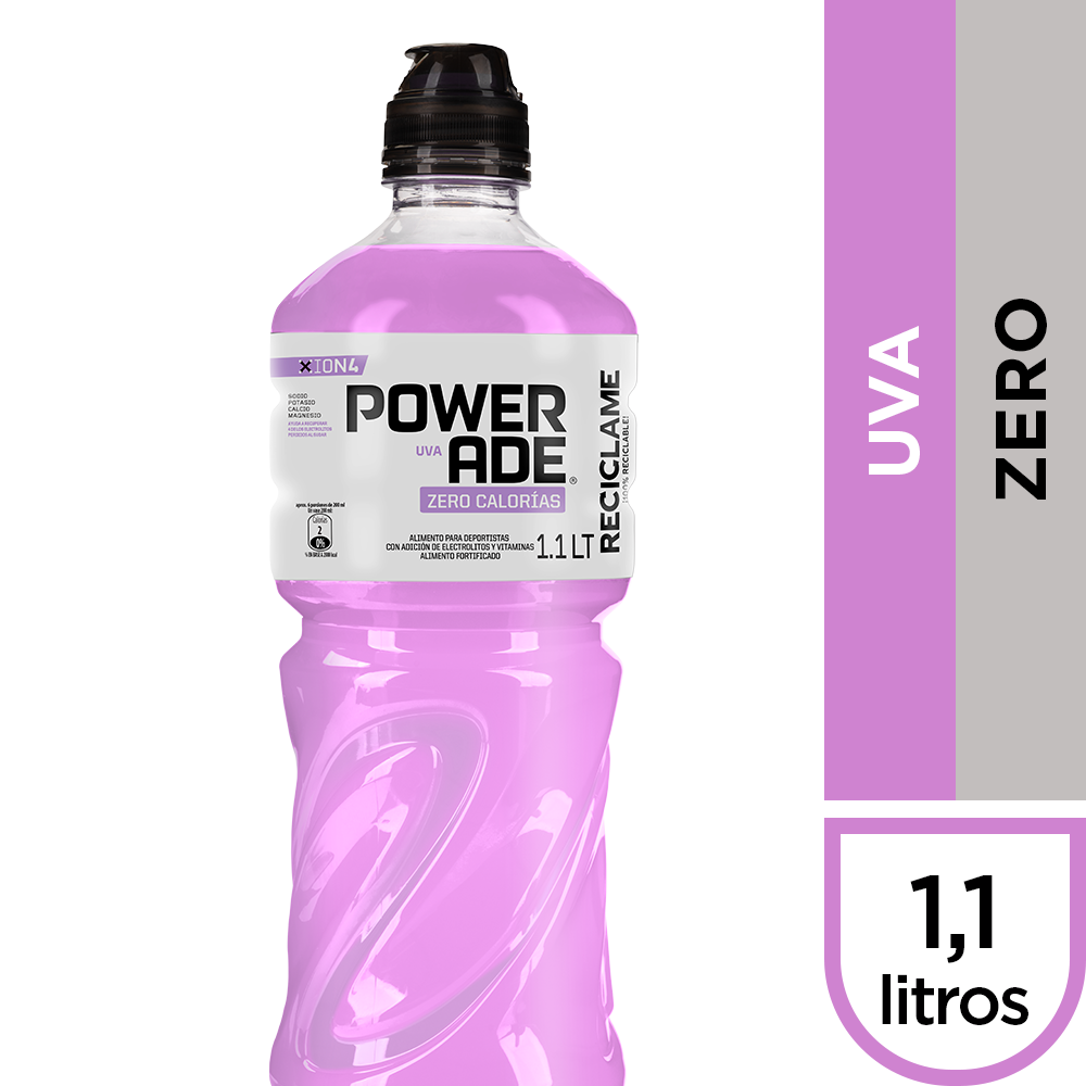 Powerade bebida isotónica zero uva (botella 1.1 l)