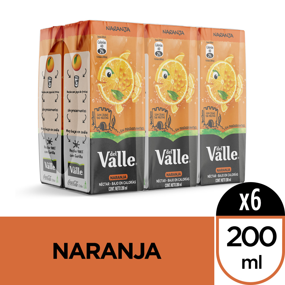 Del valle néctar naranja (6 u x 200 ml c/u)