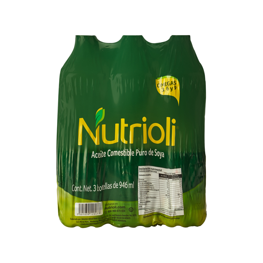 Nutrioli · Aceite comestible puro de soya (3 x 946 ml)