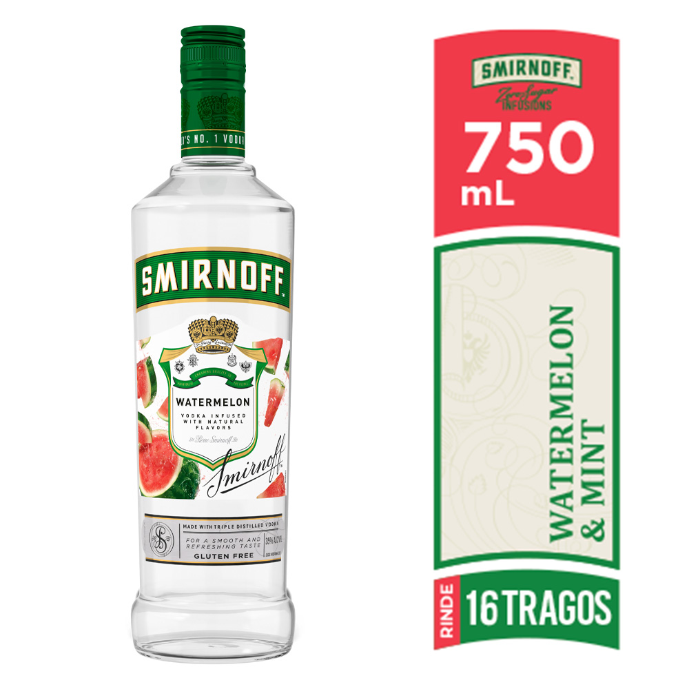 Smirnoff vodka infusiones sandía y menta (botella 750 ml)