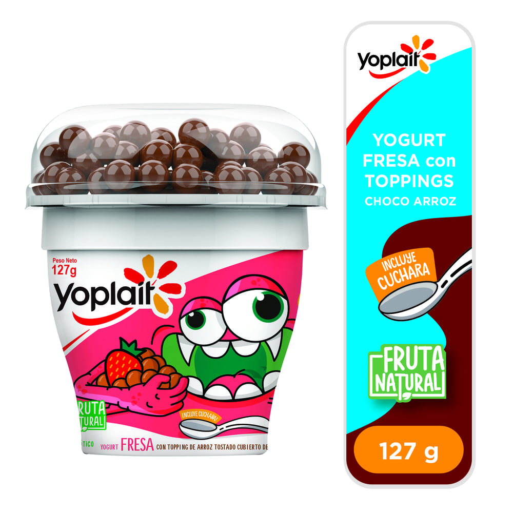Yoplait yogurt de fresa con bolitas de chocolate (pote 112 g)