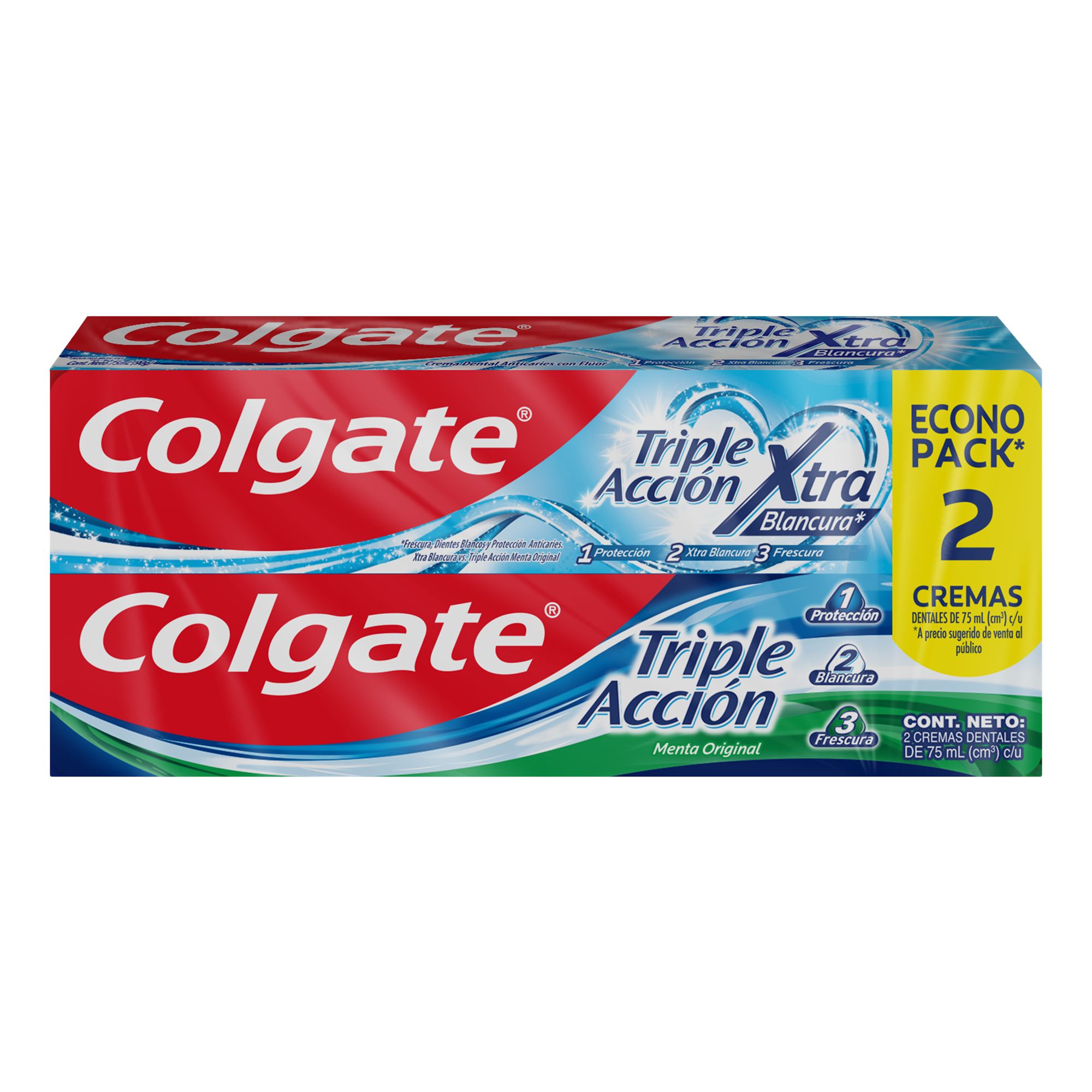 Colgate pack crema dental triple acción (2 unid x 75 ml c/u)