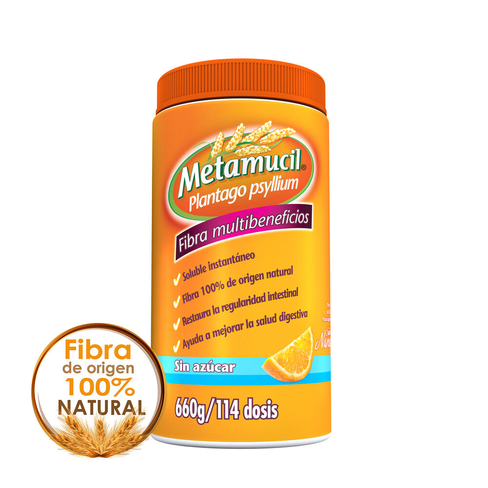 Metamucil fibra multibeneficios sabor naranja (660 g)